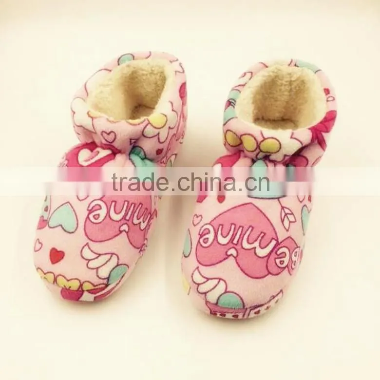 Winter new fashion colorful printed kids velvet slipper boot