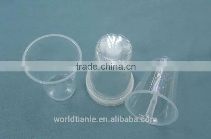 Green recycled and biodegradable disposable plastic measuring cups