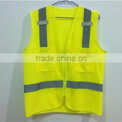 High Visibility Neon Yellow Orange Safety Vest With Reflective Strips 3M In Large Stock For Chile
