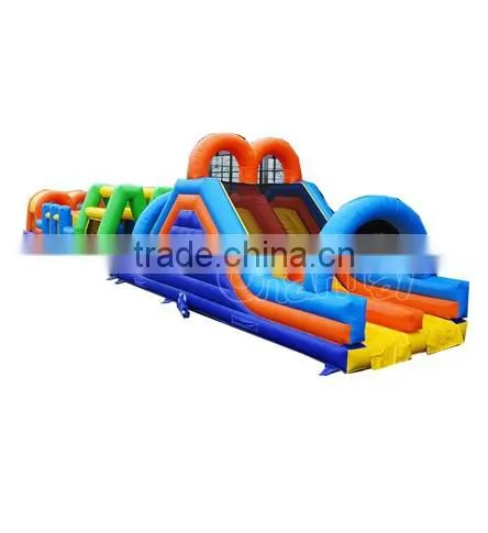 DOUBLE OBSTACLE RUN 27M cheap giant adult inflatable obstacle course for sale
