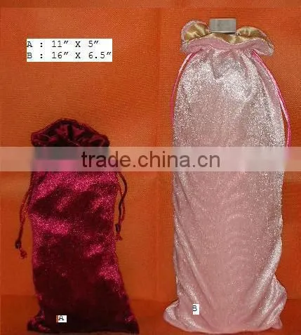 Velvet bottle drawstring pouch