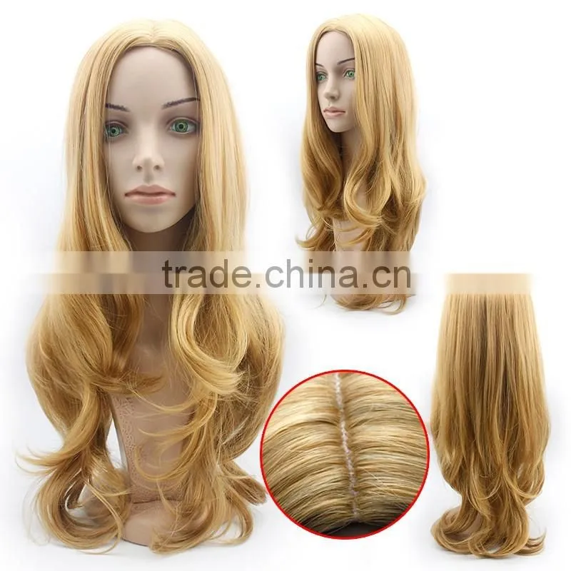 Synthetic Ombre Blonde Wig Long Curly Wig African American Wig For Women Cheap Fake Hair