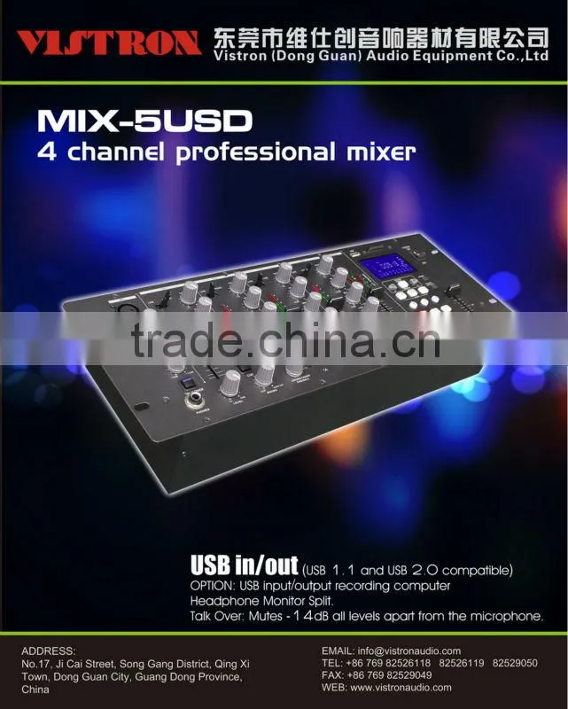 professional mixer console 5 channel Mix-5USD usb audio mixer console