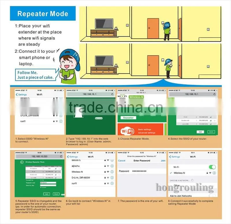 Wireless Wifi Repeater 802.11n/b/g Network WiFi Routers 300Mbps Range Expander Signal Booster Extender WIFI Ap Wps Encryption