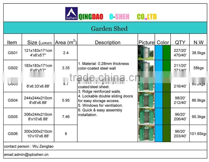Professional Factory Metal Garden Shed / Garage