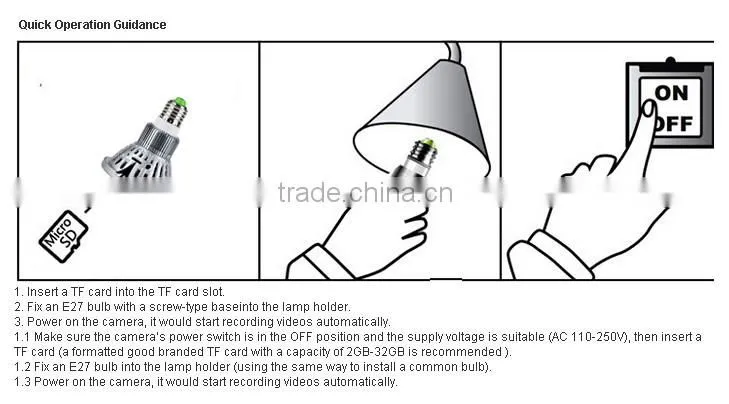 Bulb wifi camera lamp hidden camera HD with night vision ip camera