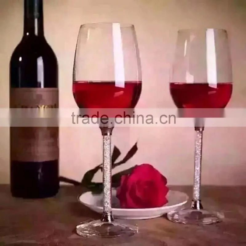 Manufacture Crystal Diamond Filled Inside Stem Red Wine Glasses Cup for wine R-3045