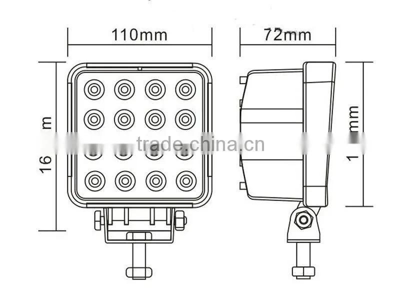 Latest new 6000k Xenon white Led work light, 48W led work lamp for tractor