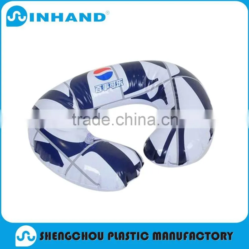 Factory EN71-1-2-3,ASTM Blue/White PVC Inflatable travel pillow ,u shape neck pillow case/memory foam neck pillows