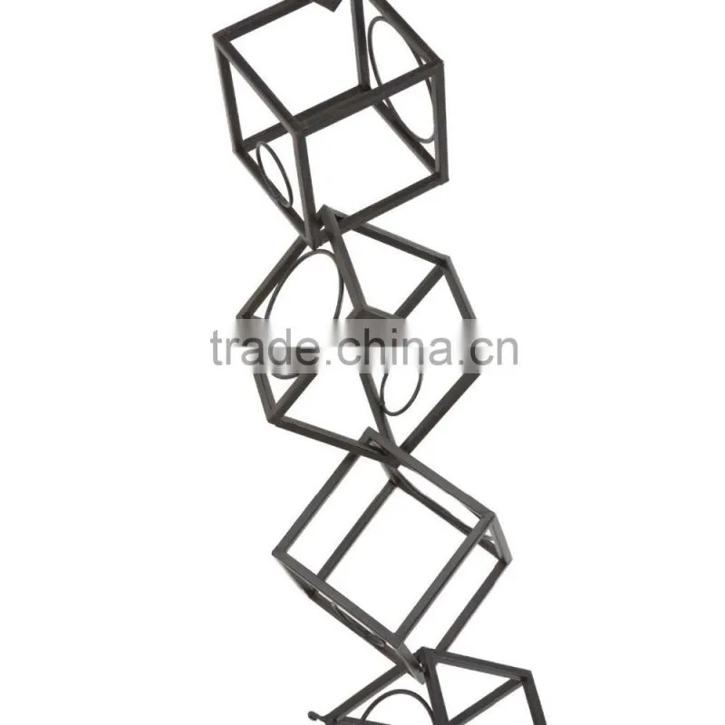 Black Metal Wall Mounted Geometric Wine Rack/Organizer for 5 Bottles