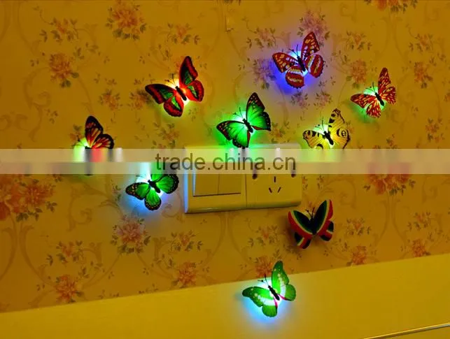 3D wall paper stick on baby night light best decoration bedroom butterfly shape