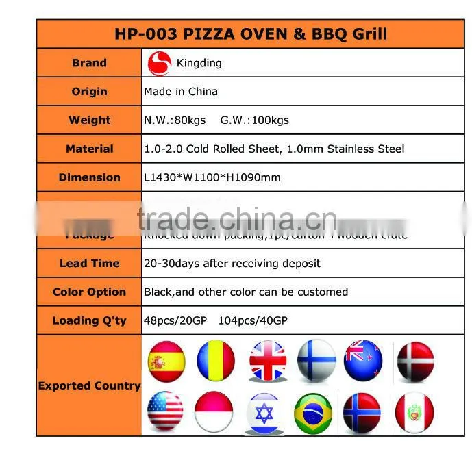 Outdoor Charcoal BBQ Grill Wood Fired Pizza Oven Baker
