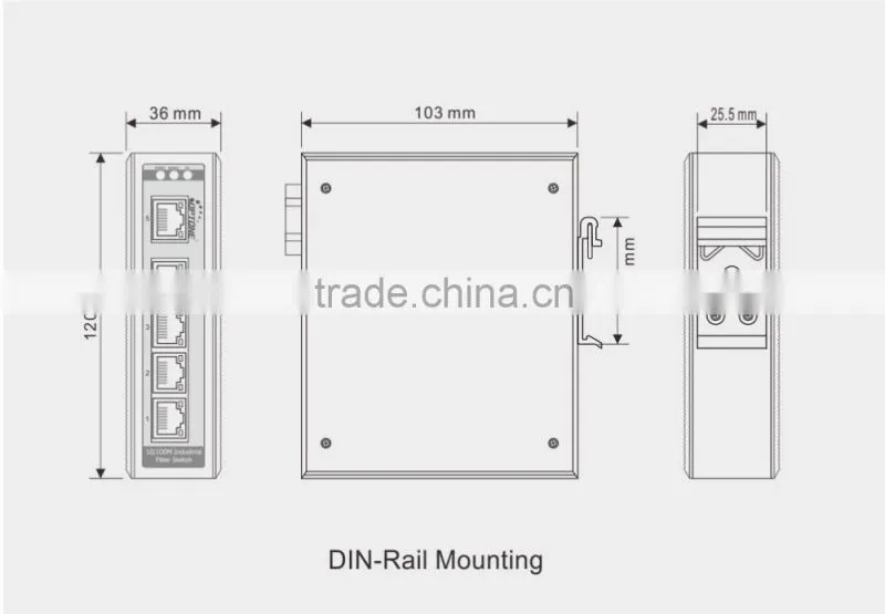 OPT-GY1005,5 RJ45 Port Industrial Ethernet Switch