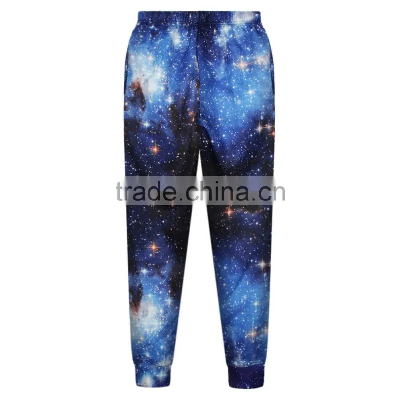 2015 new fashion Casual pants Polyester and Spandex High Quality Blue Galaxy Digital Print Pants N18-25