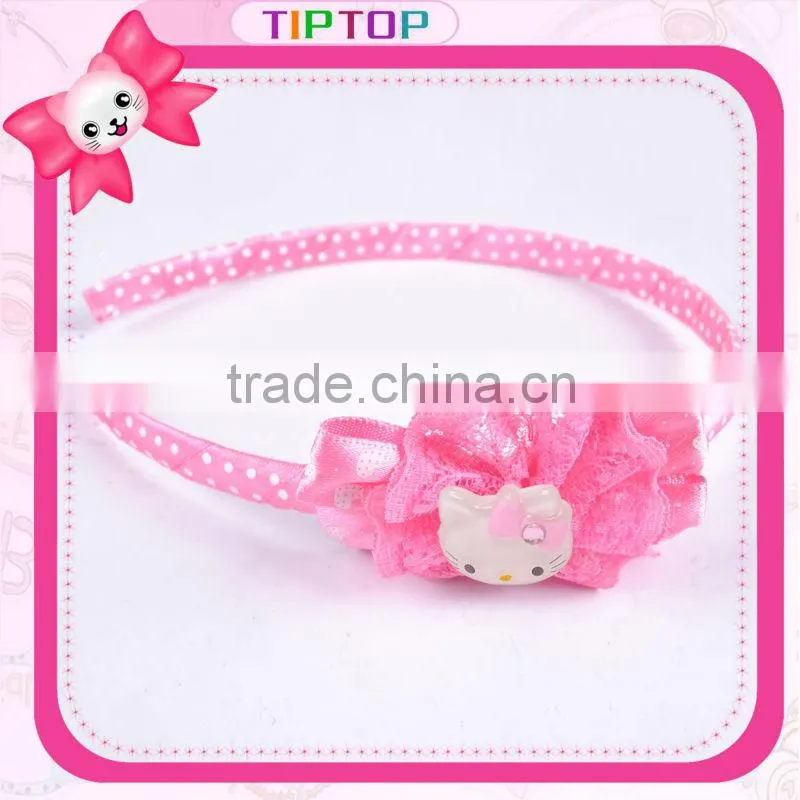 Fashion Kids Hello Kitty Headband With Lace Bow and Resin Charm