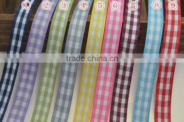 New Gingham grosgrain Ribbons ,mixed colors, 5/8" to 1-1/2" wide double side gingham,50 yard / roll.