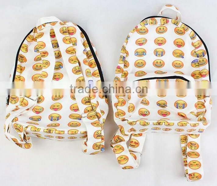 2016 New Cute Canvas Backpacks,Floral Print Canvas Backpack,Emoji backpack
