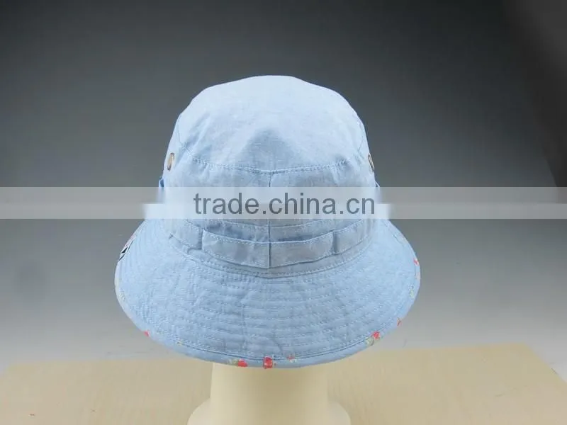 Custom Cheap Plain Kid's Bucket Hat with Woven Label