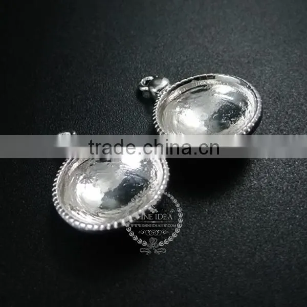 14mm setting size vintage alloy silver plated round bezel DIY pendant charm bezels tray 1411125
