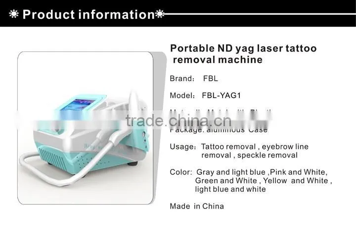Medical CE Approved Portable Q-switch Nd Yag Laser 1064/532/1032 tattoo removal