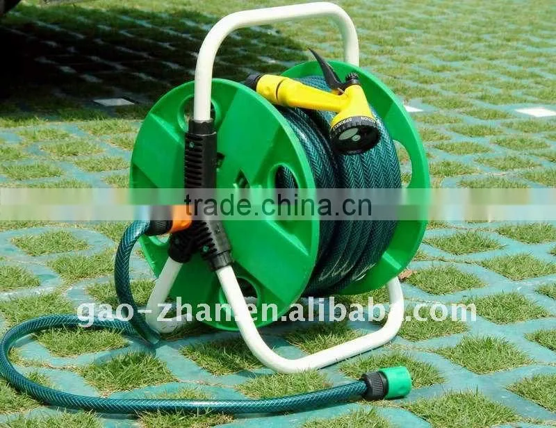 15M Coil Garden Hose With Brass Connector And 4-function Nozzle