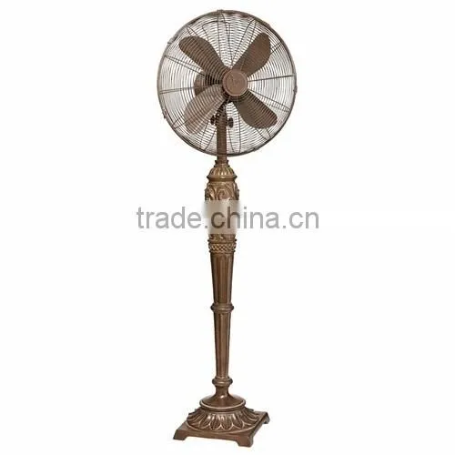 16 Inch Outdoor Metal Fan, Retro Fan with Resin Patern Decoration