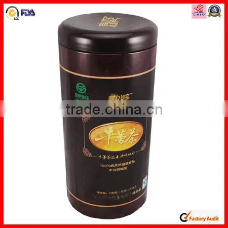 small round tin metal tea packaging box