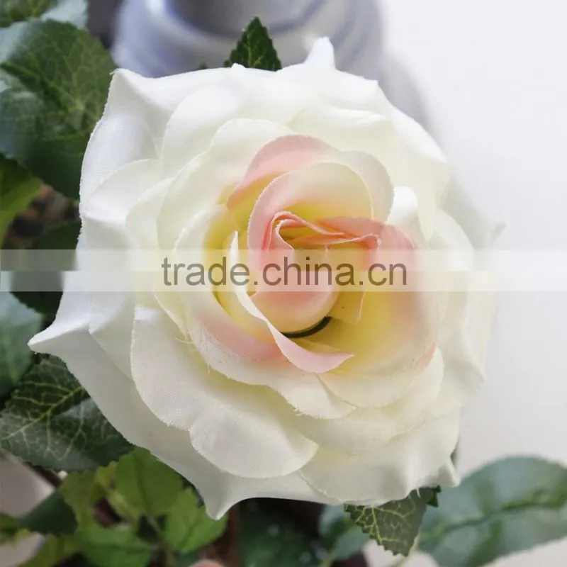 Home desktop decor silk flowers suit artificial rose bonsai