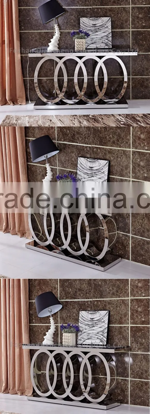 Cirle Metal Base Marble Modern Console Table