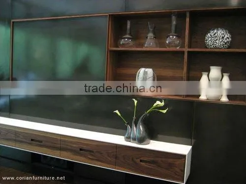 Stylish design solid wood acrylic solid surface corian home hotel side cabinet