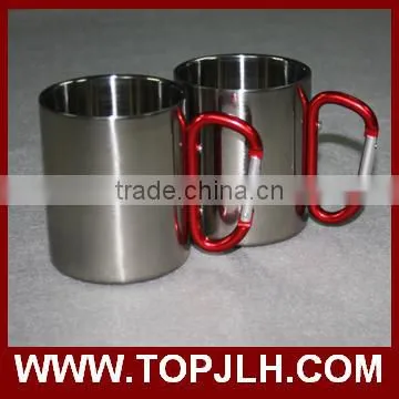 Cheap promotional sports carabiner stainless steel mug for sublimation