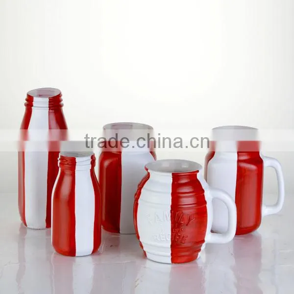 3colorful machine made galss vases the mouth tangle twine hemp rope decoration