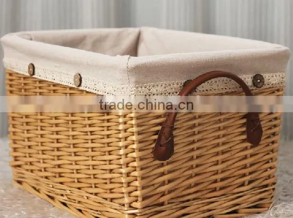 factory supply hand-made square wicker basket