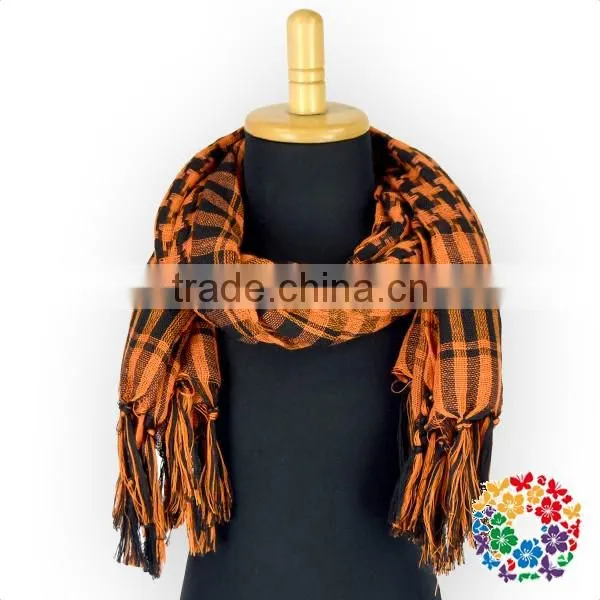 Wholesale ladies muslim products bright yellow tassels hijab scarf fashion lady fringe scarf
