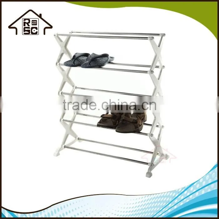 NBRSC Cheap Portable 5 Tier Foldable Stainless Steel Plastic Shoe Rack Shoes Storage Rack