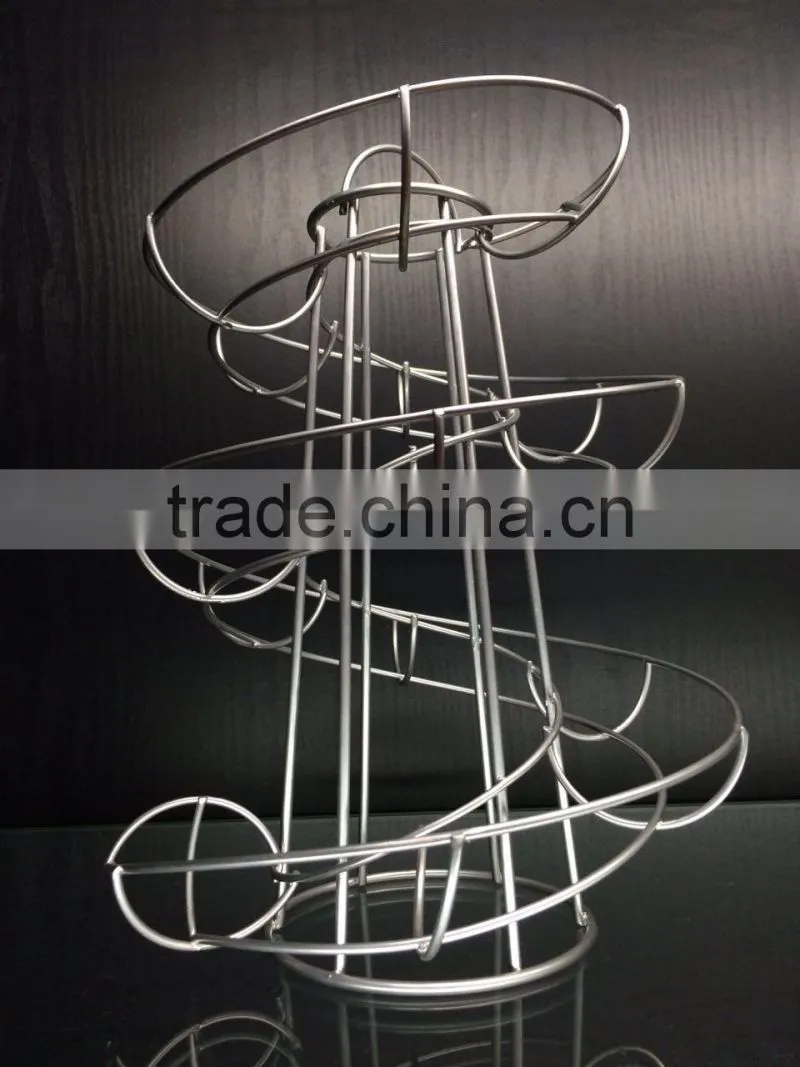 Novelty ECO-friendly iron wire black silver metal egg stand rack spiral egg holder for kitchen storage