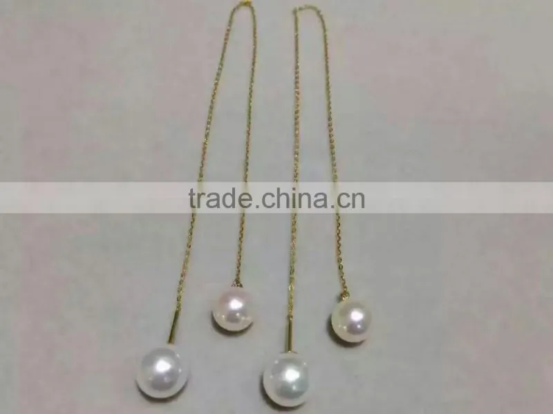 AAA 8.5-9mm white color Akoya pearl with 14k yellow gold chain necklace