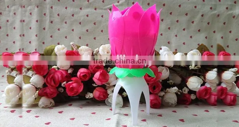 Hot Sale Popular Fireworks Lotus Flower Music Birthday Candle