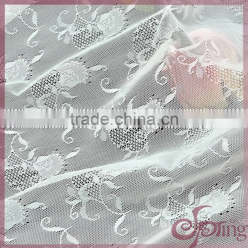 White all over flower decorative stretch tricot fabric lace wholesale