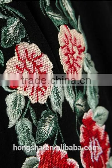 Long Sleeve Black Embroidery Dress Design Latest Women Hand Embroidery Design For Dress HSD6667