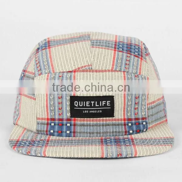 Chambray 5 panel cap flat brim custom 5 panels cotton twill cap