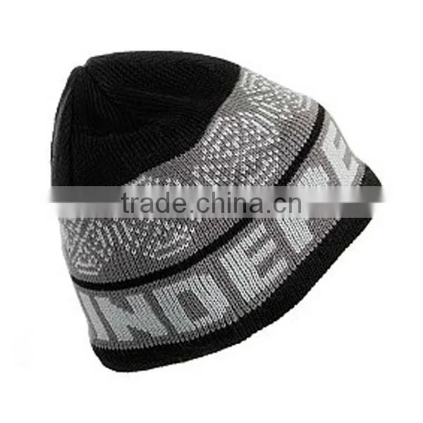 Winter cheap striped kintted cap men jacquard custom knit beanie hat cap