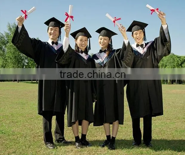 Wholesale Custom black graduation gown