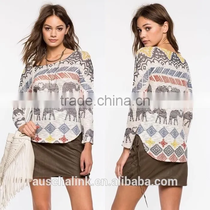 ladies elephant parade long sleeve fashion t shirt low price