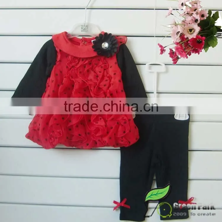 Fashion Girls Lovely Cute Long Sleeve Flower T-shirts+Legging 2pcs Outfits baby suits
