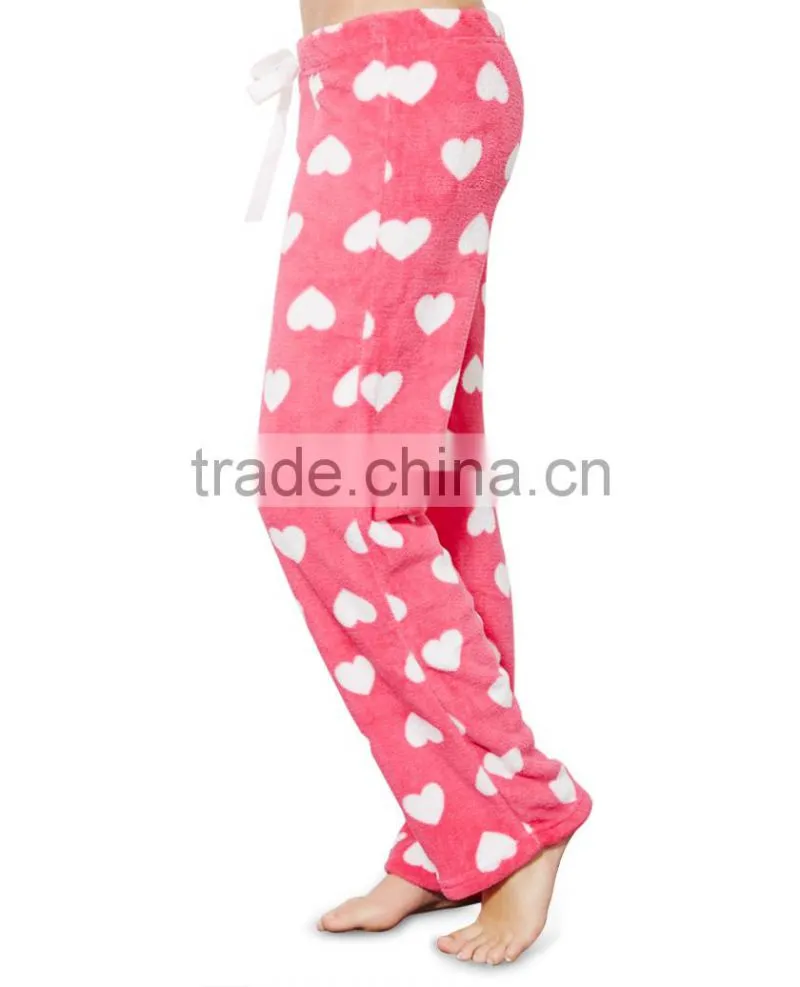 Pink Heart Plush Pants cute cotton women sleepwear