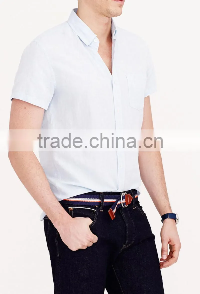 2015 SHORT-SLEEVE LINEN SHIRT men shirt cotton slim fit casual shirts for men