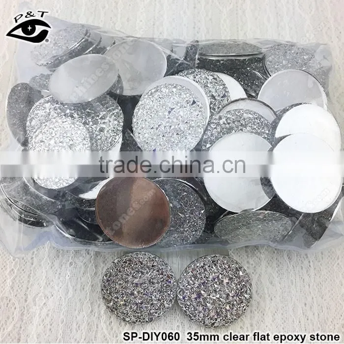 35MM Epoxy Rhinestone Resin Round Stones For Decorations