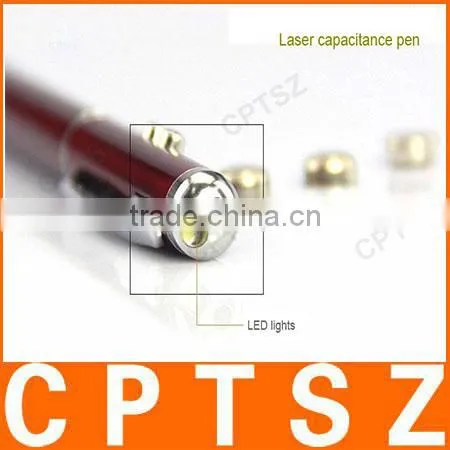 Multifuntional 3 in 1 capacitive touch pen for smartphone,tablet pc with led light,laser point