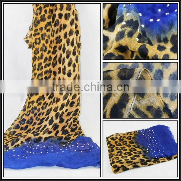 Voile Infinity Hot Stamping Leopard Scarves